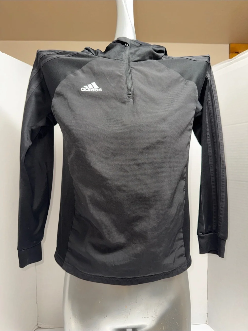 adidas Black Youth Medium Quarter-Zip Performance Jacket